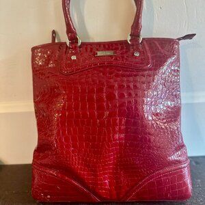 Cole Haan Red Crocodile Embossed Tote Bag
